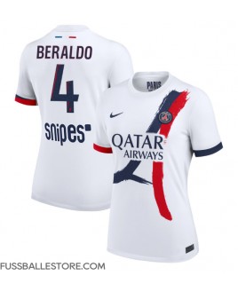 Günstige Paris Saint-Germain Lucas Beraldo #4 Auswärtstrikot Damen 2025-26 Kurzarm